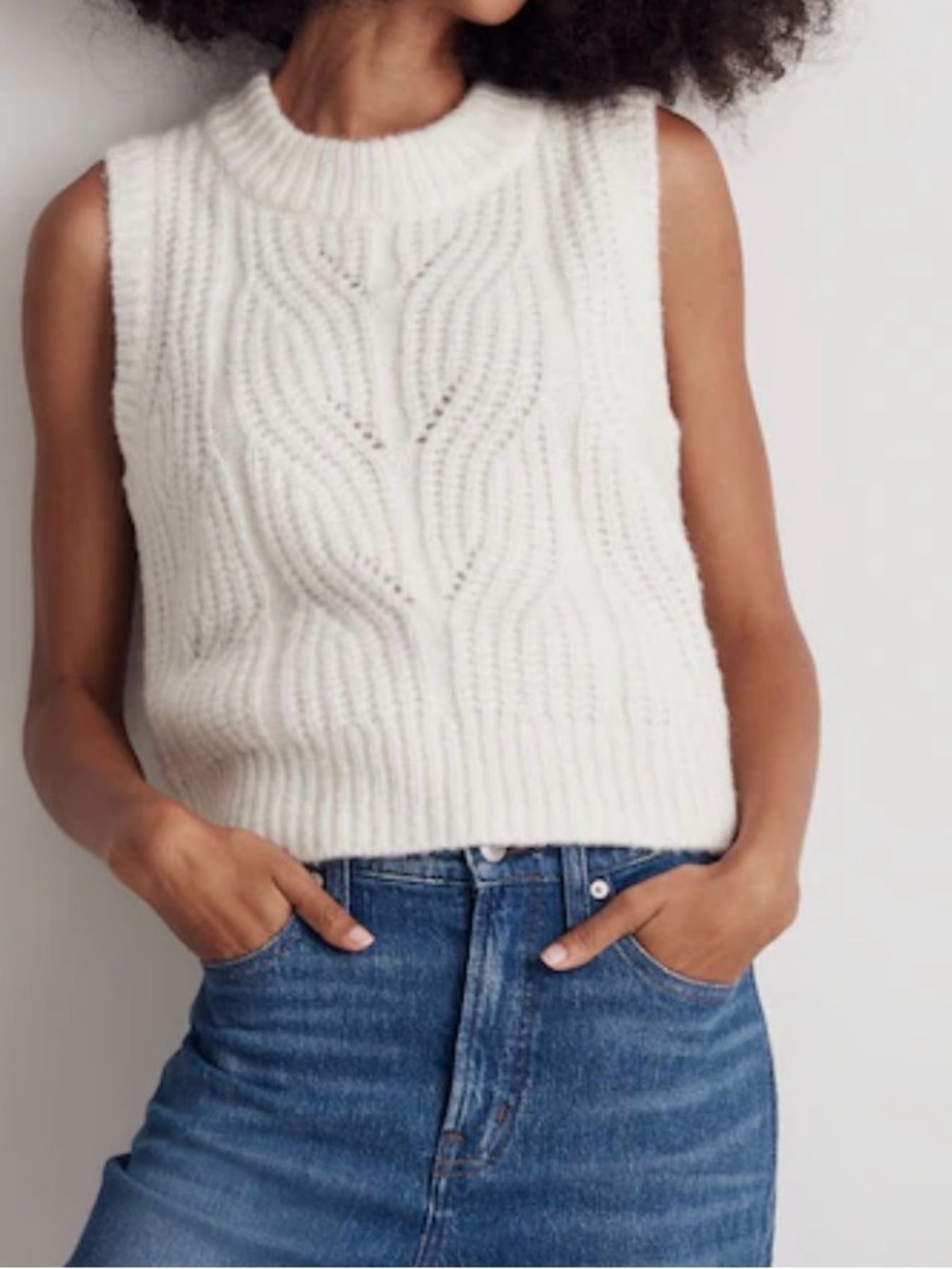 Madewell Pointelle Knowe Sweater Vest size Large